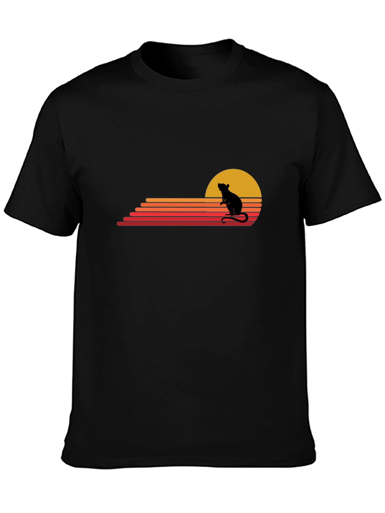 Retro Rat Sunset Black T-Shirt