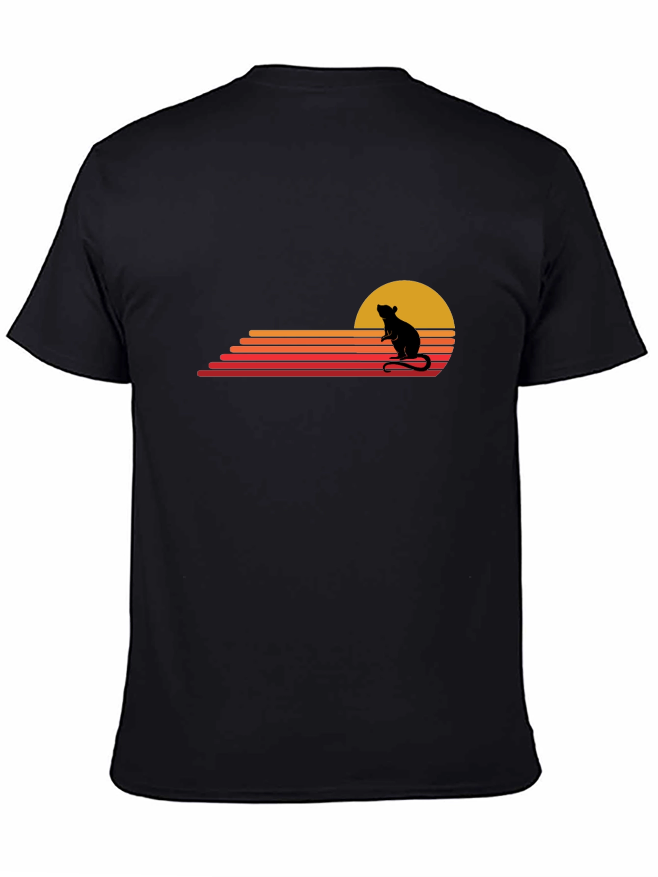 Retro Rat Sunset Black T-Shirt