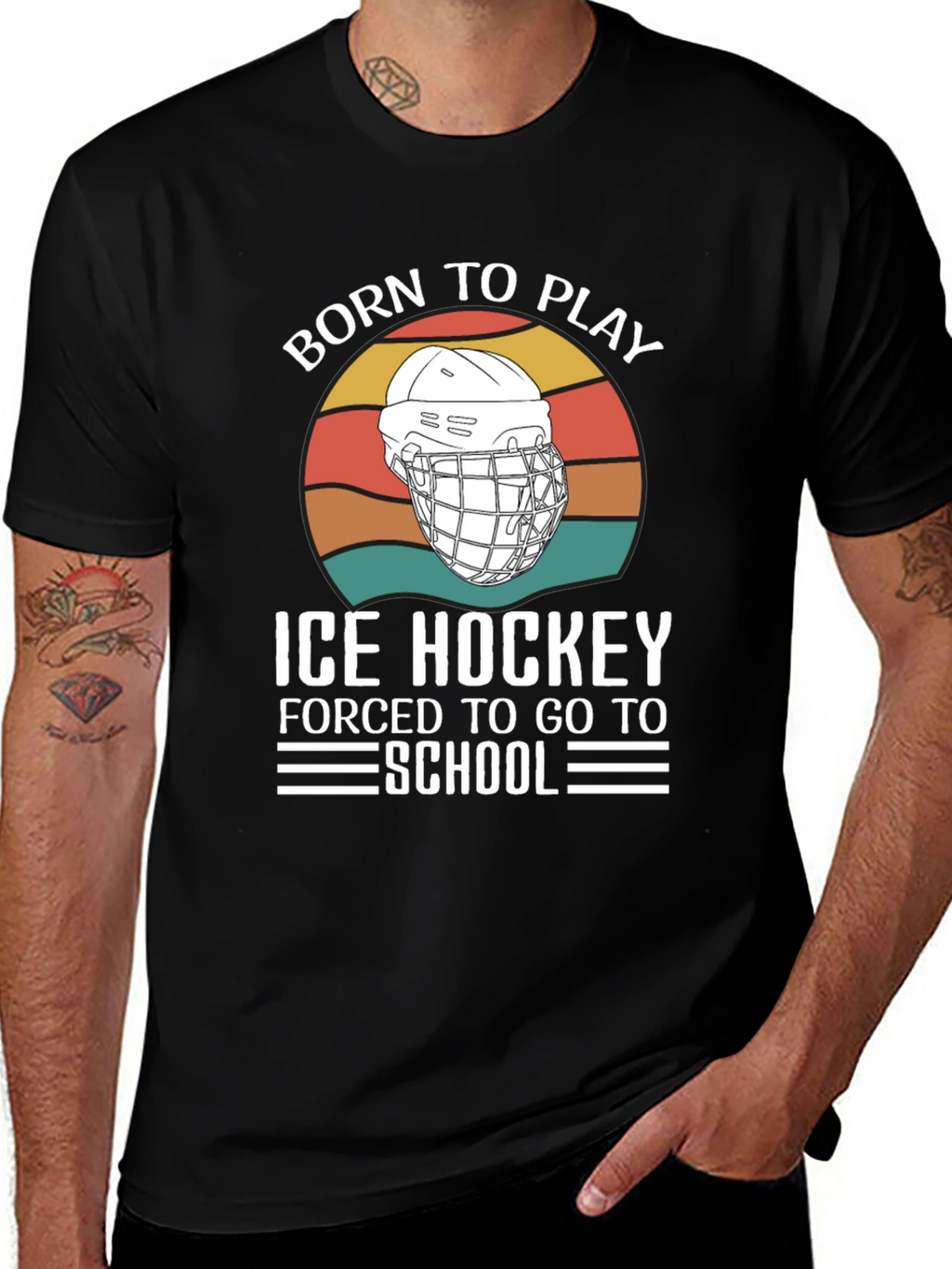 Born To Play Ice Hockey Graphic T-Shirt
