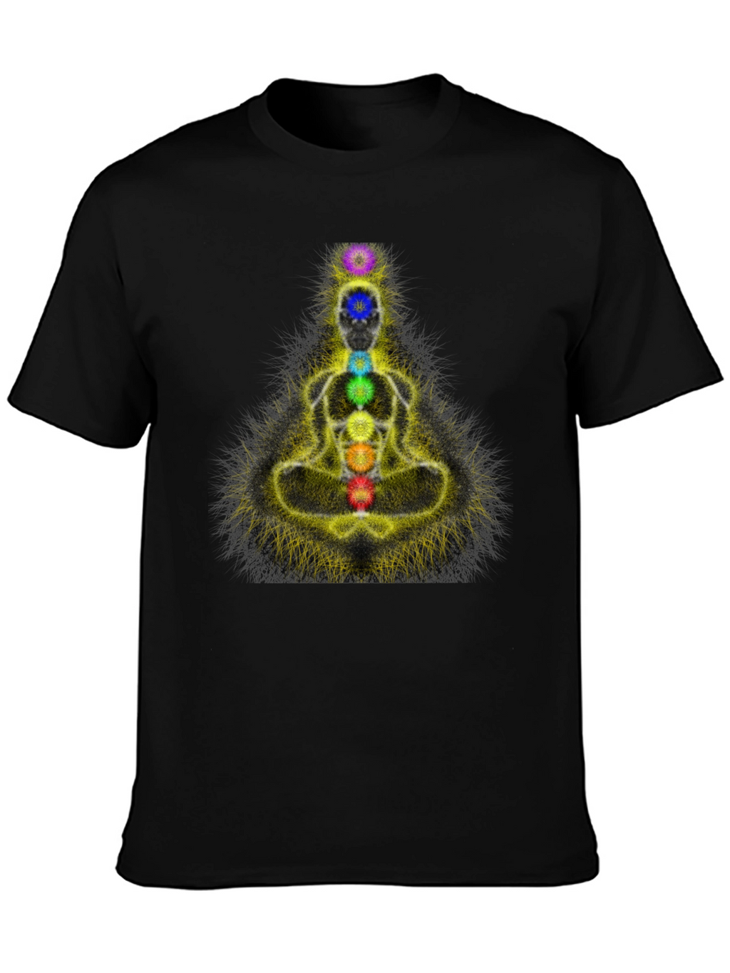 Chakra Meditation Graphic Black T-Shirt