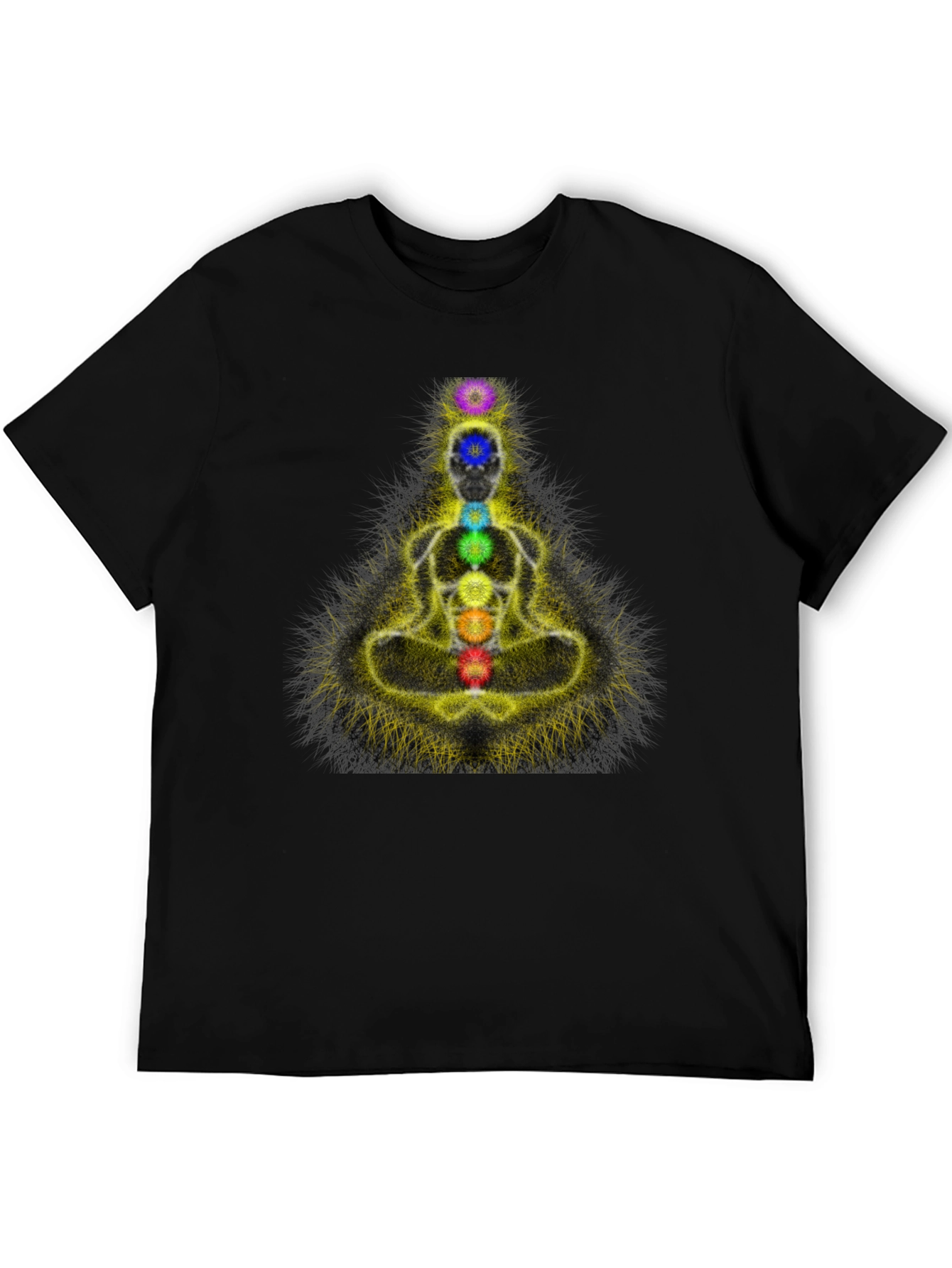 Chakra Meditation Graphic Black T-Shirt
