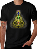 Chakra Meditation Graphic Black T-Shirt