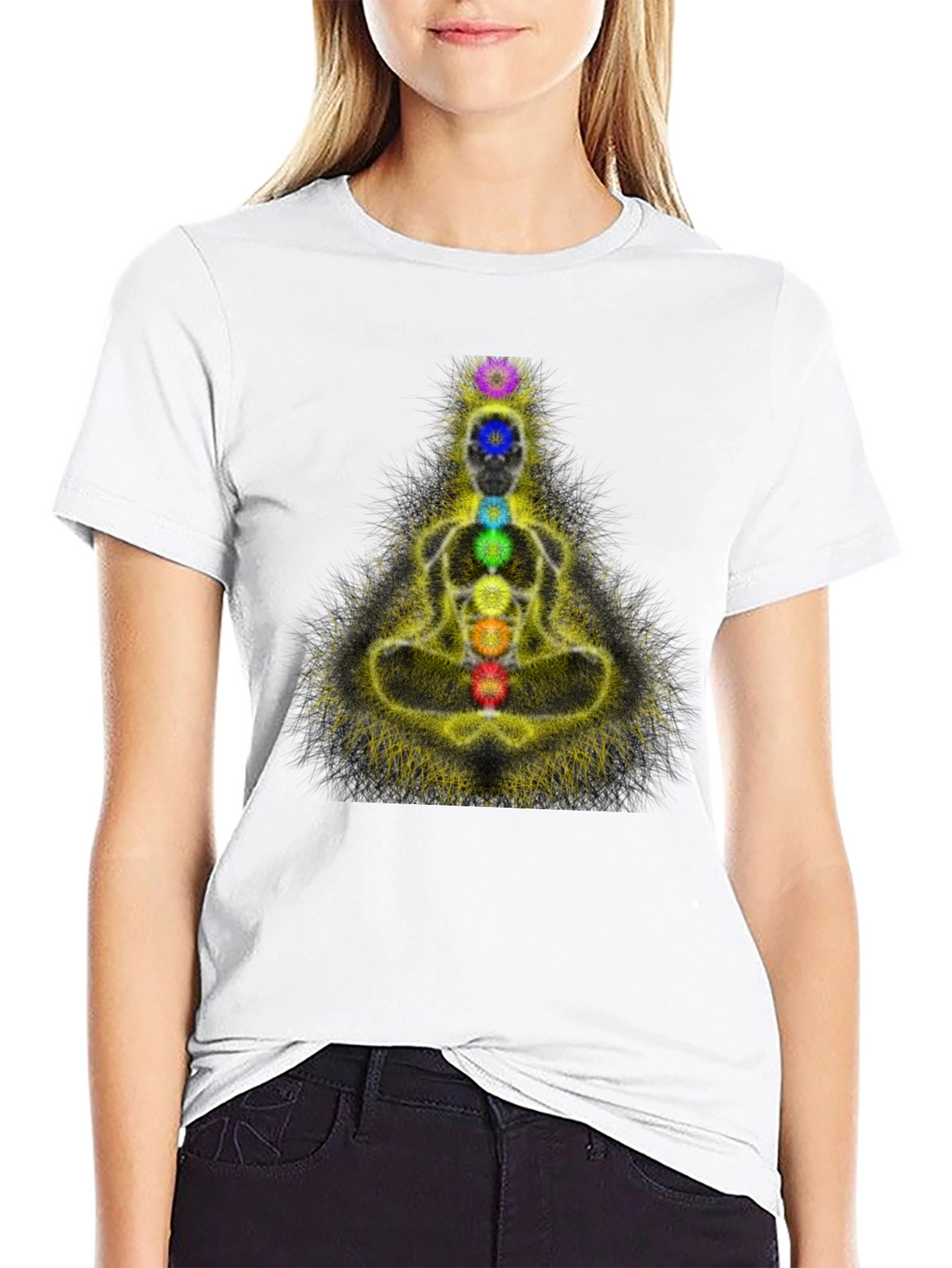 Chakra Meditation Graphic Black T-Shirt