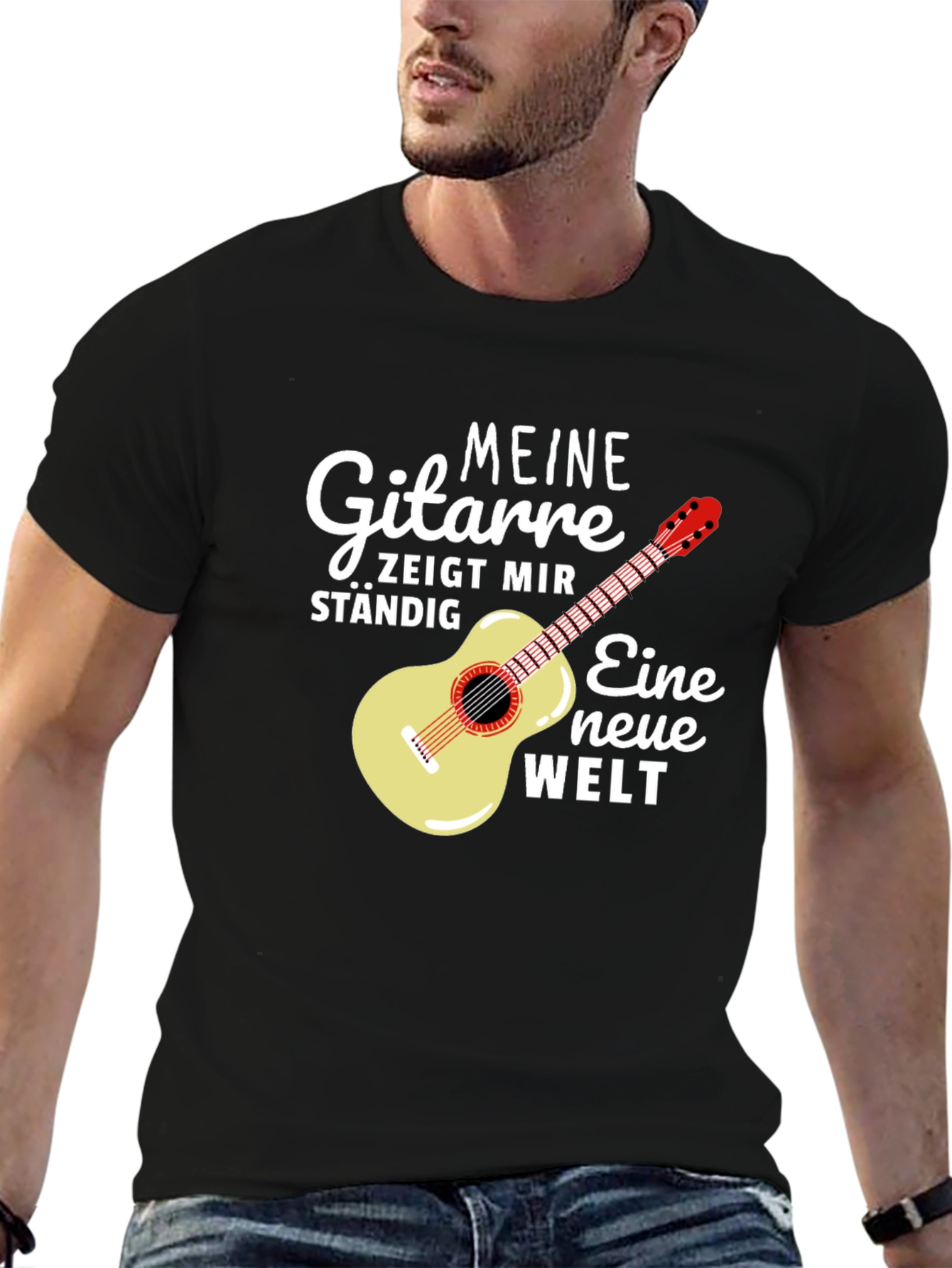 Guitar & German Quote Black T-Shirt
