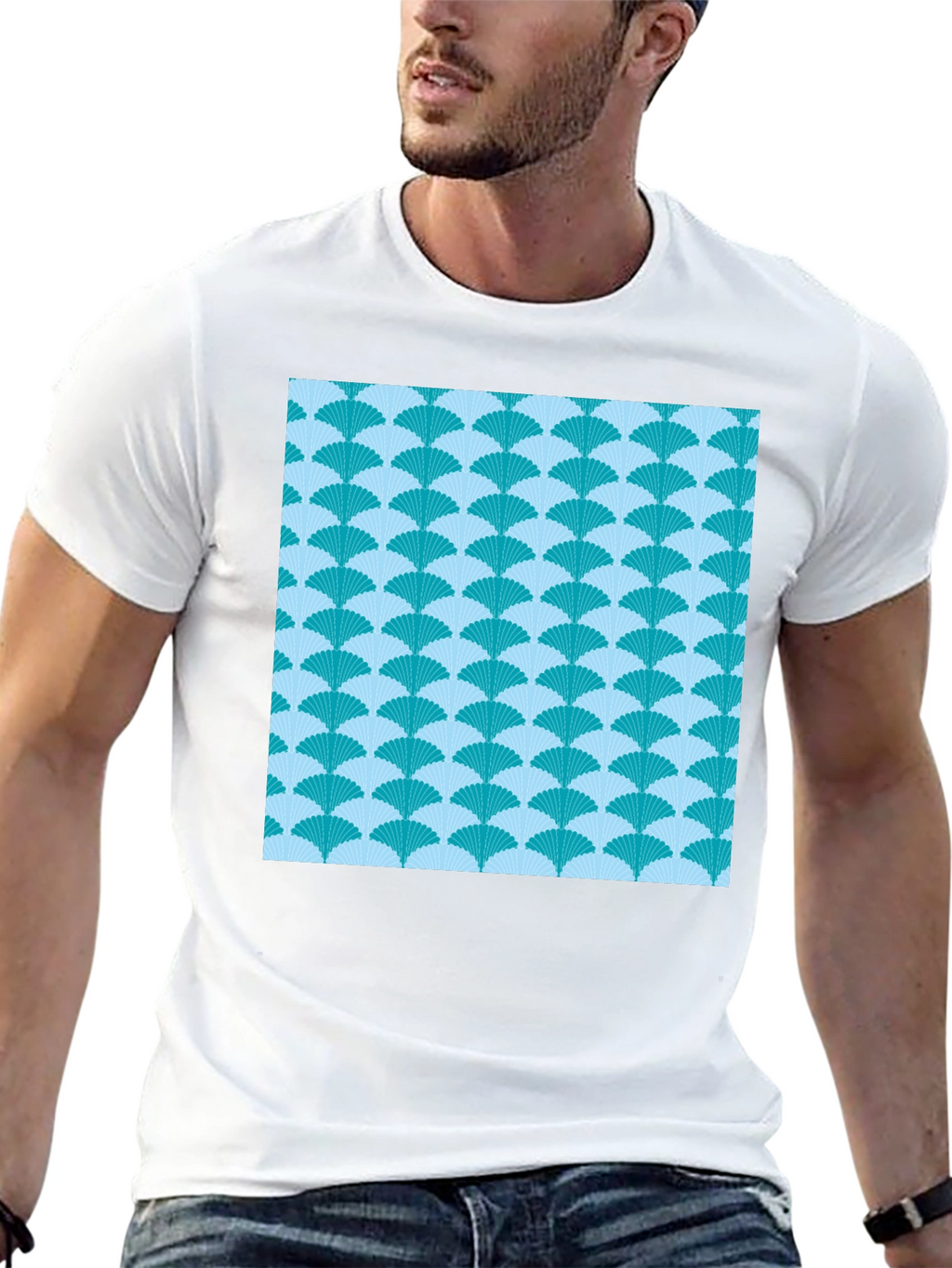 Fan Pattern Tee - Stylish Graphic Print T-Shirt