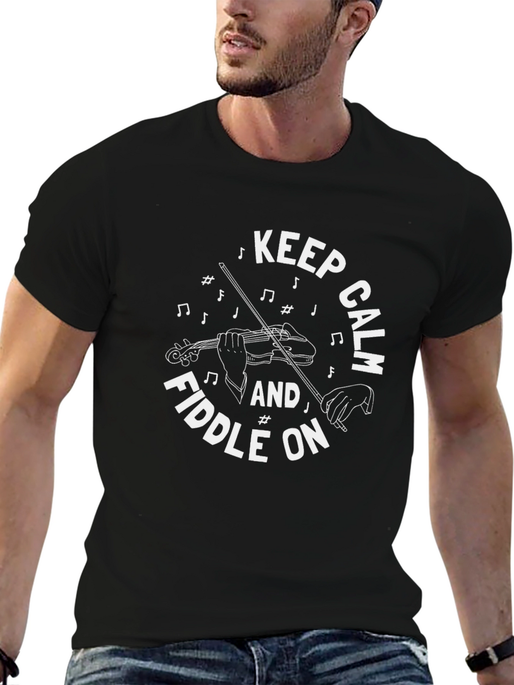 Keep Calm Fiddle On T-Shirt - Musician Tee