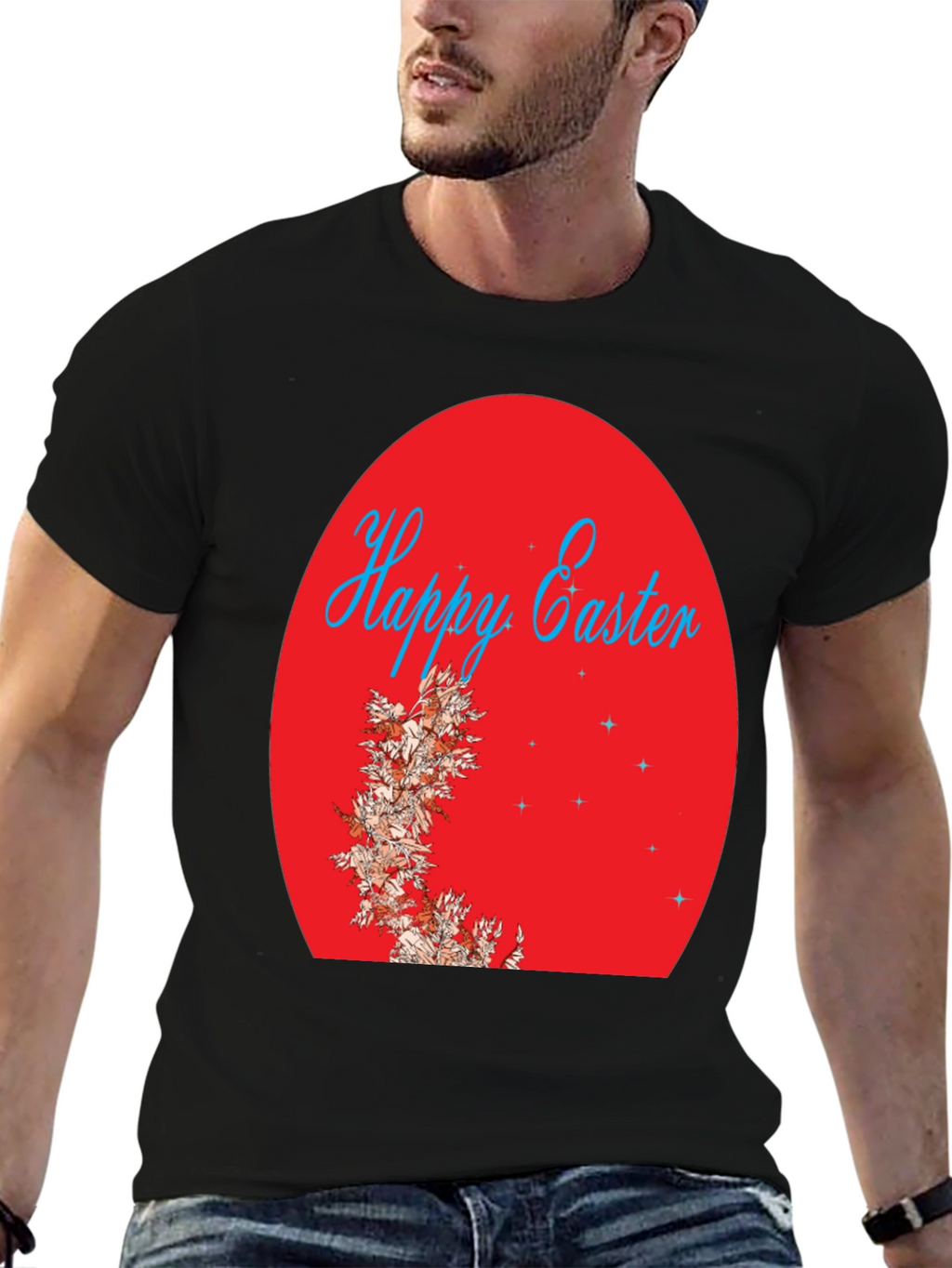 Happy Easter Egg Design Black T-Shirt