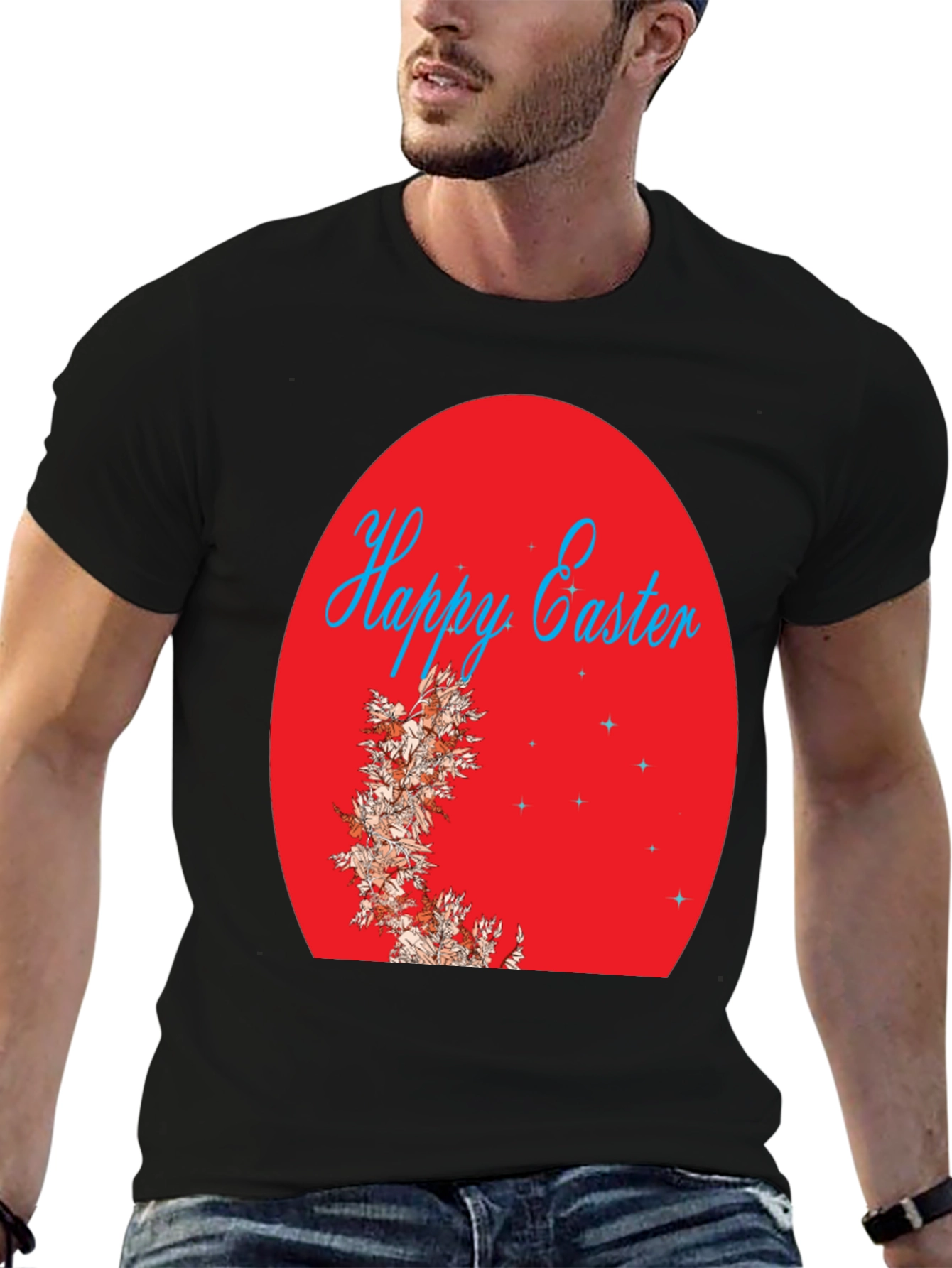 Happy Easter Egg Design Black T-Shirt