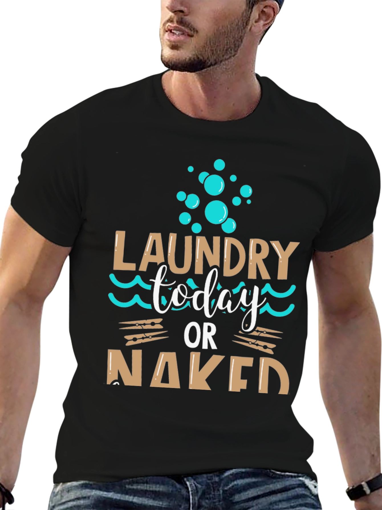 Laundry Today or Naked Black T-Shirt