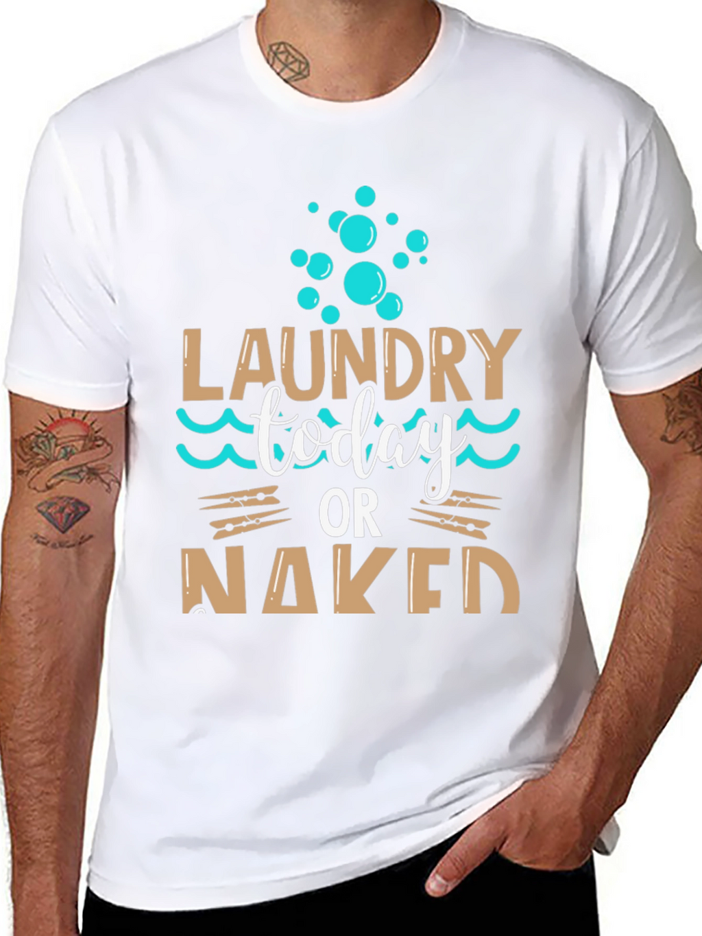 Laundry Today or Naked Black T-Shirt