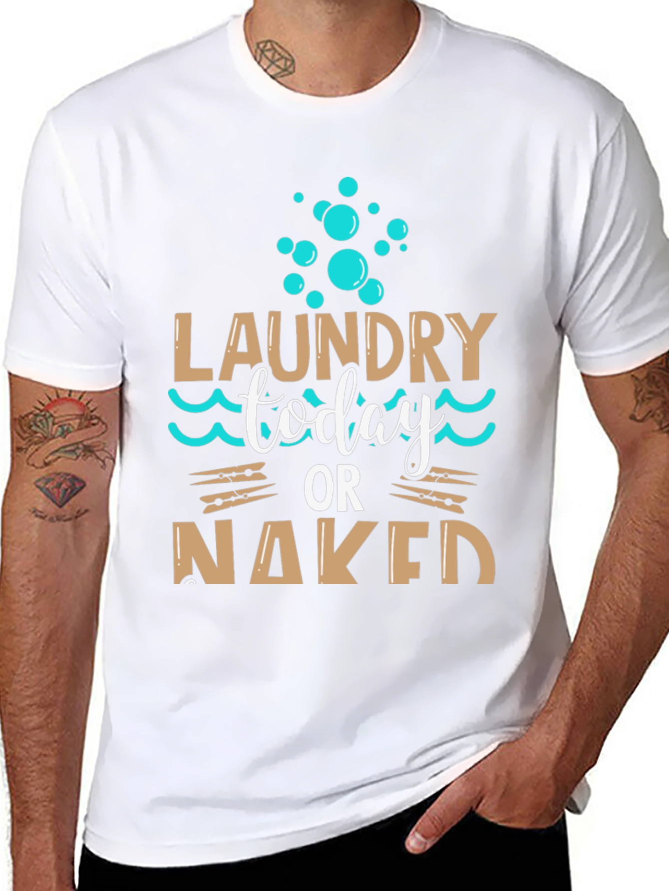 Laundry Today or Naked Black T-Shirt