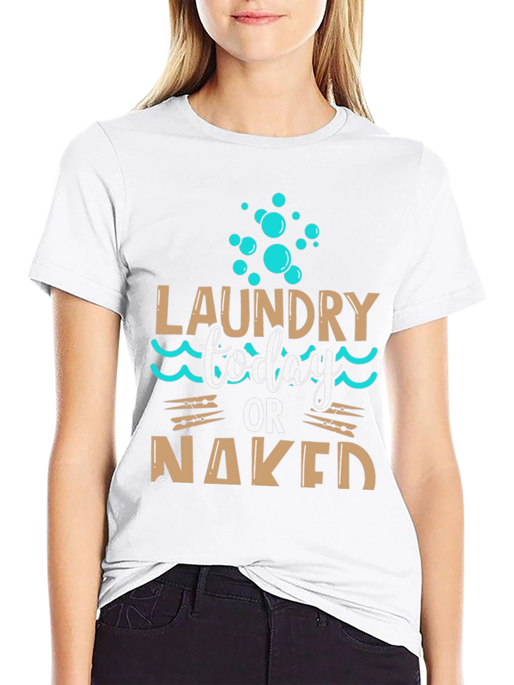 Laundry Today or Naked Black T-Shirt