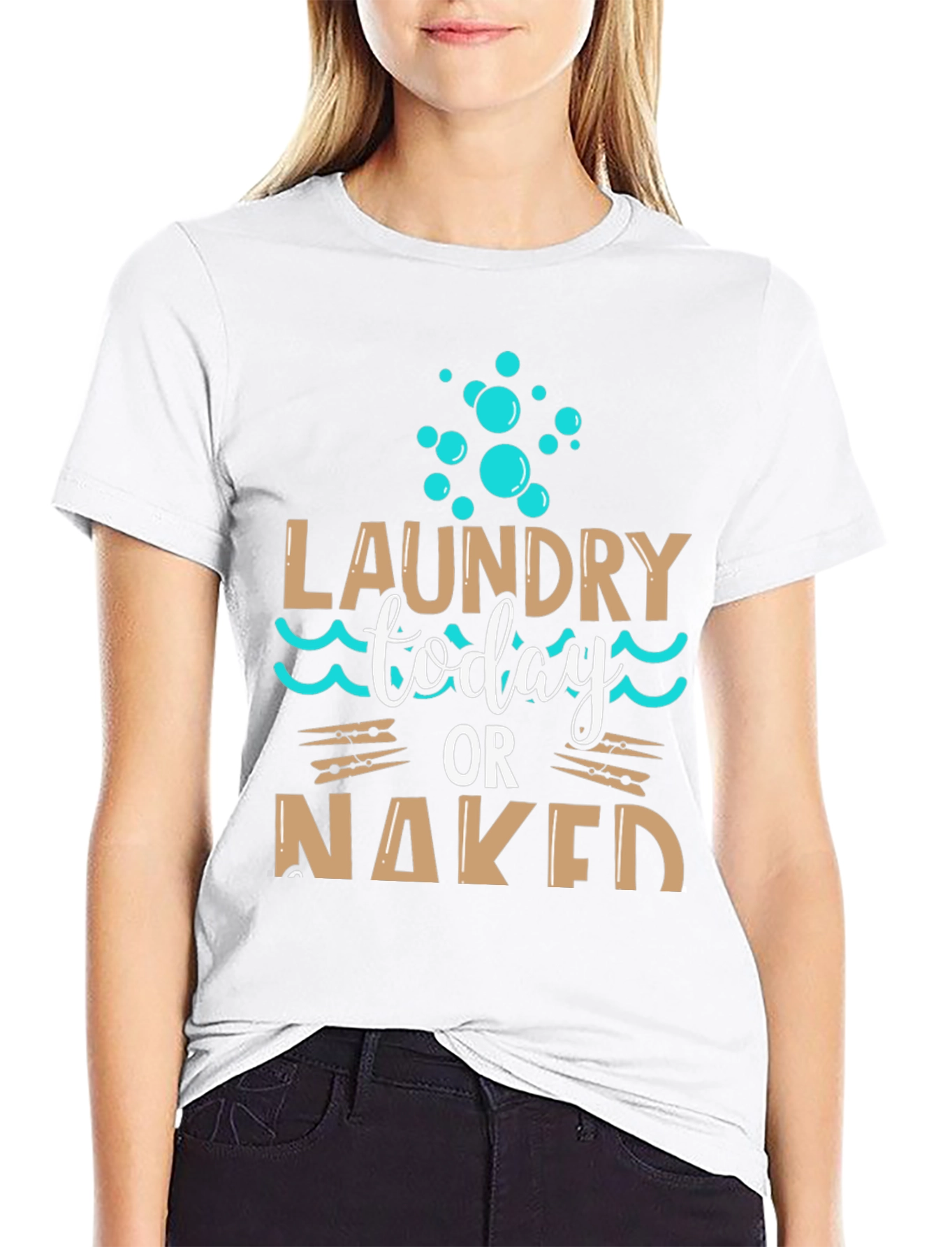 Laundry Today or Naked Black T-Shirt