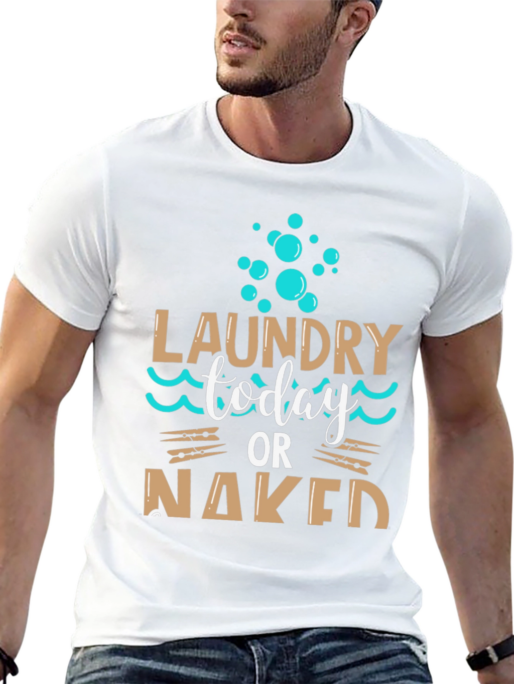 Laundry Today or Naked Black T-Shirt