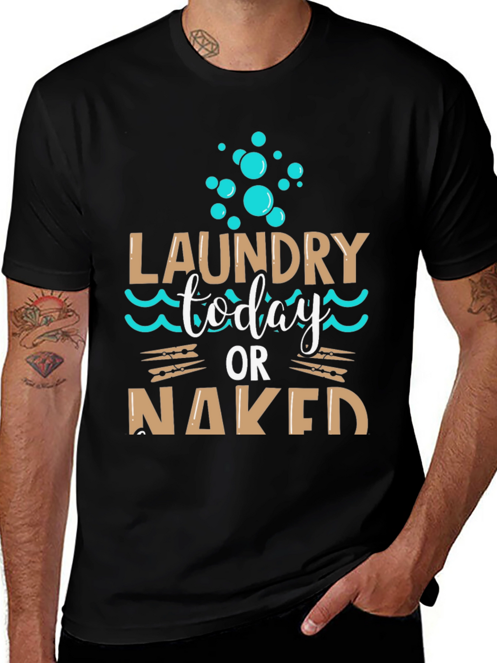 Laundry Today or Naked Black T-Shirt