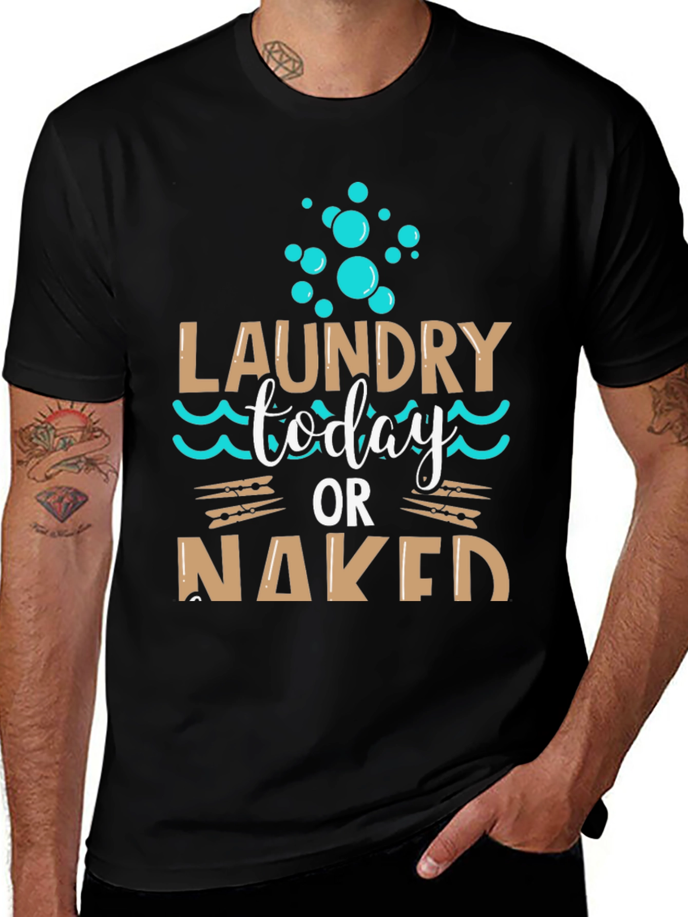 Laundry Today or Naked Black T-Shirt