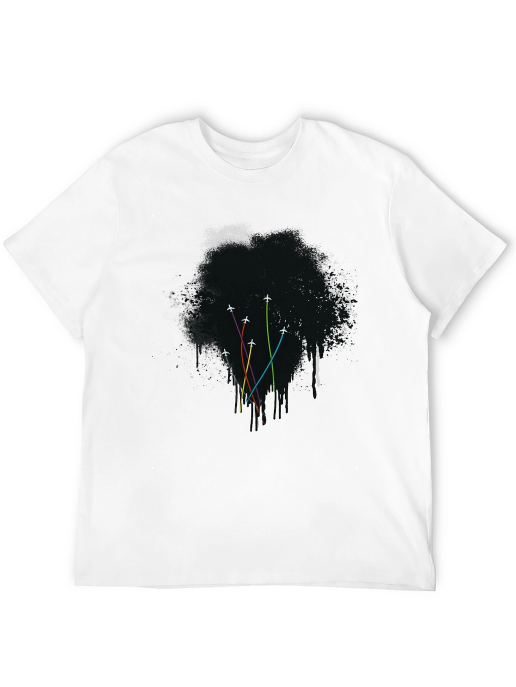 Mens Black Airplane Trail Graphic Tee