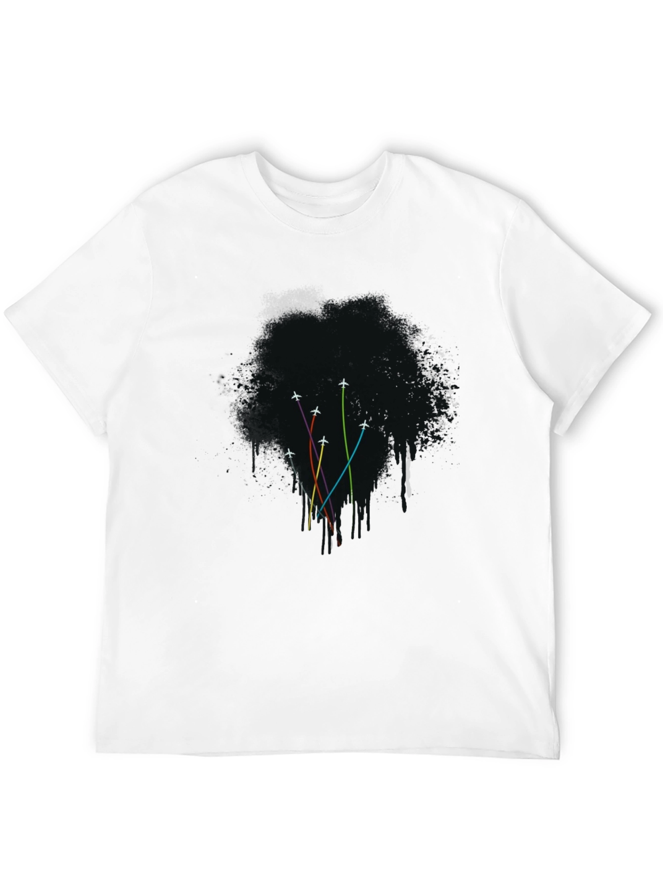 Mens Black Airplane Trail Graphic Tee