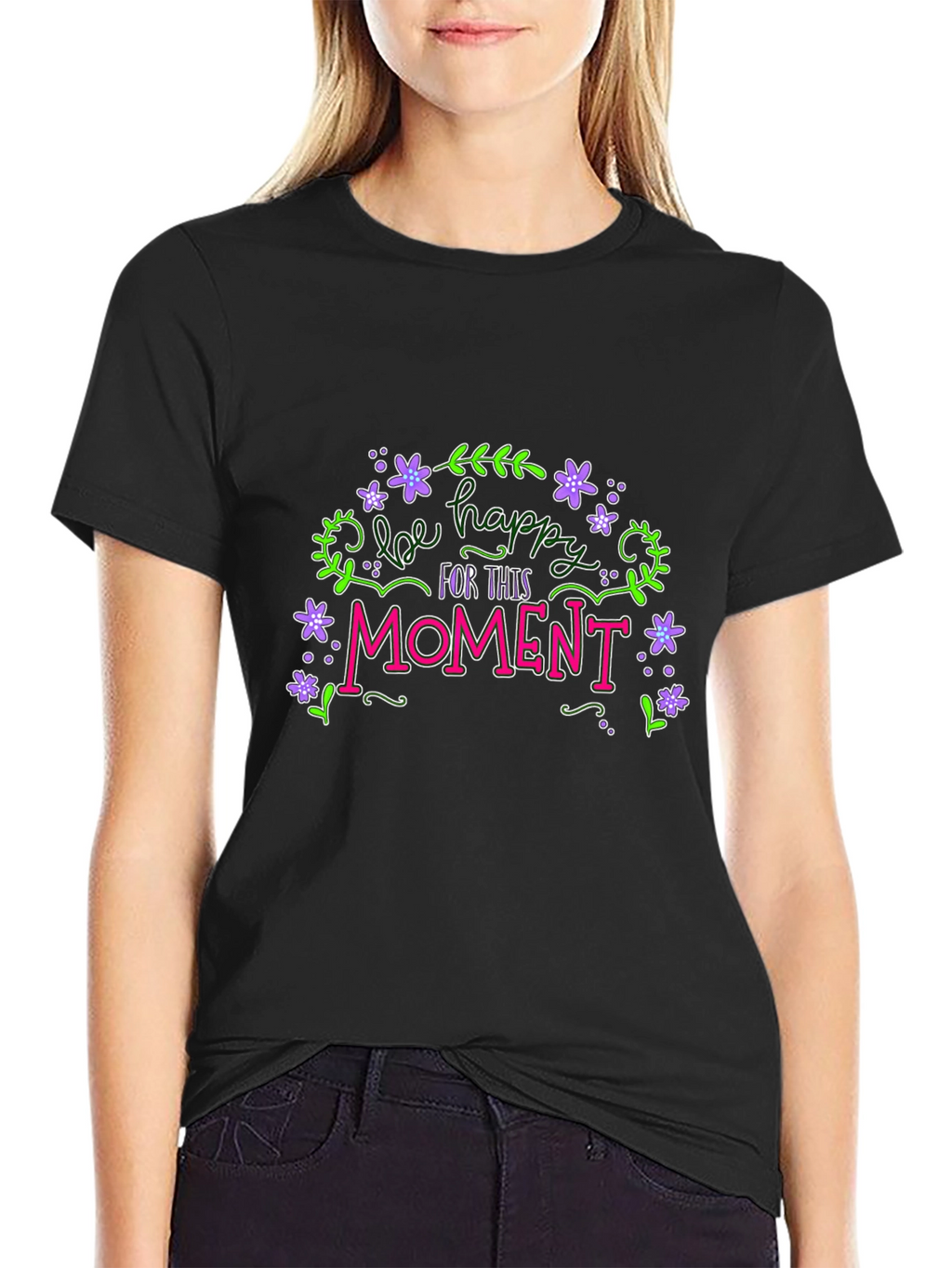 Be Happy T-Shirt - Floral Graphic Tee
