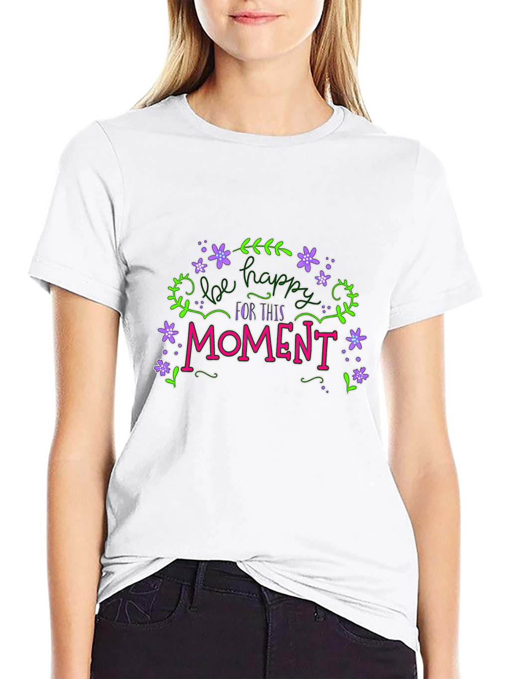 Be Happy T-Shirt - Floral Graphic Tee