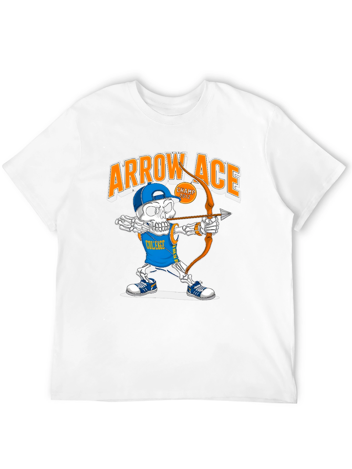Arrow Ace College Skeleton Archer Graphic T-Shirt