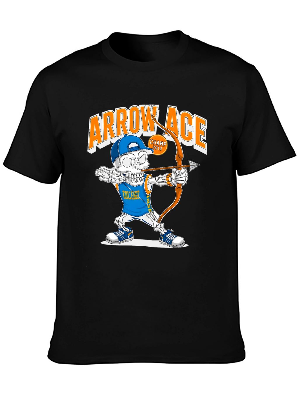 Arrow Ace College Skeleton Archer Graphic T-Shirt