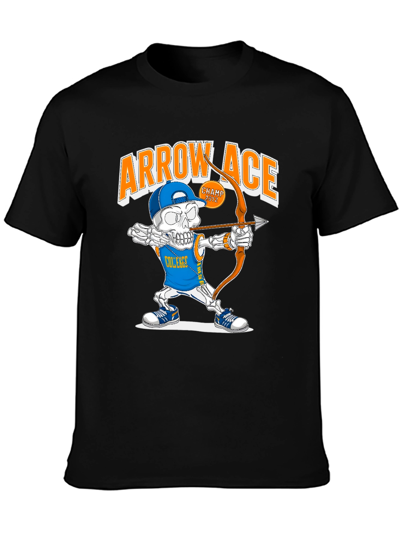 Arrow Ace College Skeleton Archer Graphic T-Shirt