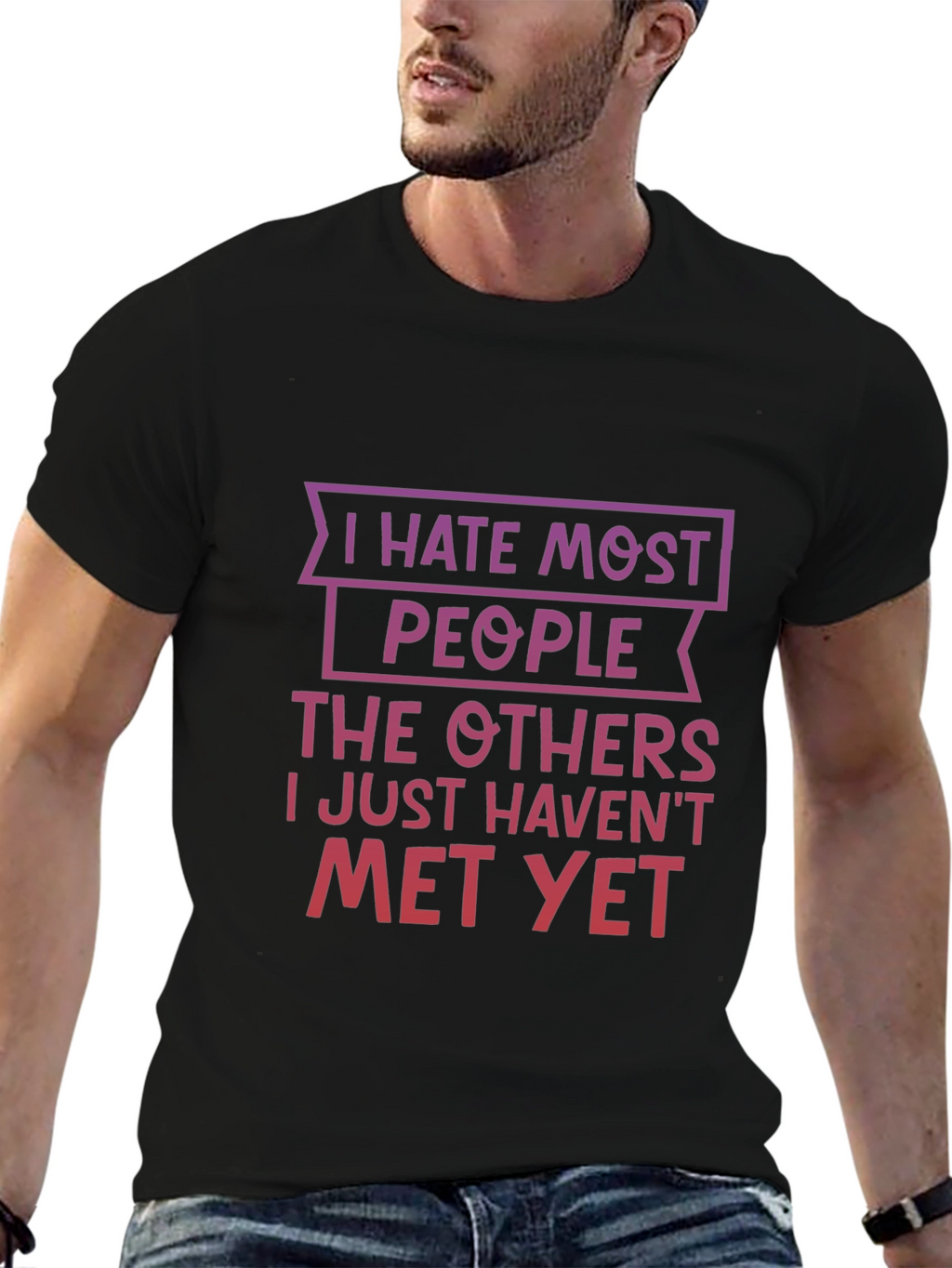Funny I Hate Most People Graphic T-Shirt