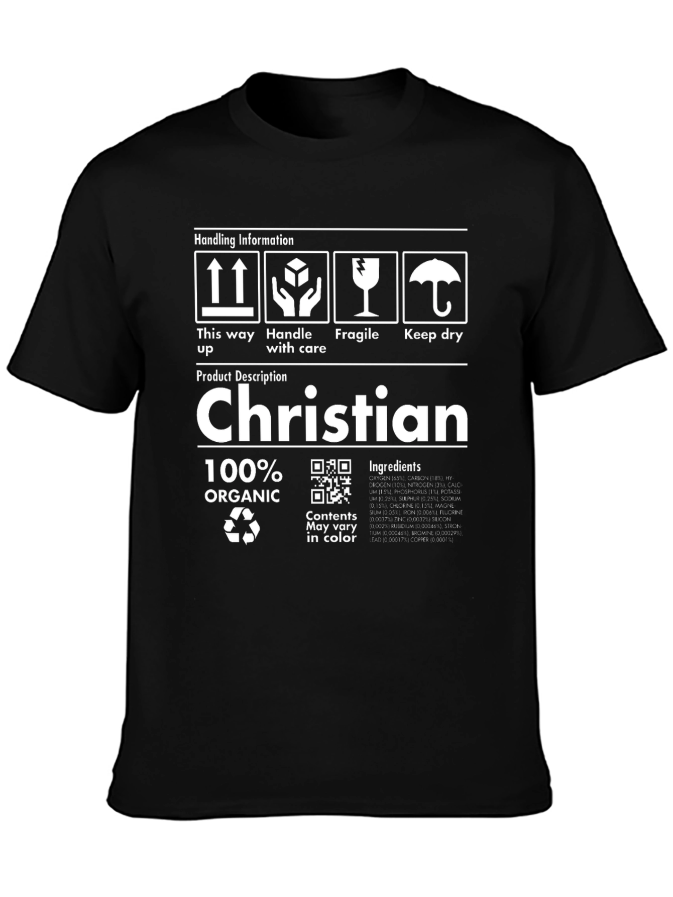 Christian T-Shirt: Organic & Fragile - Handle With Care