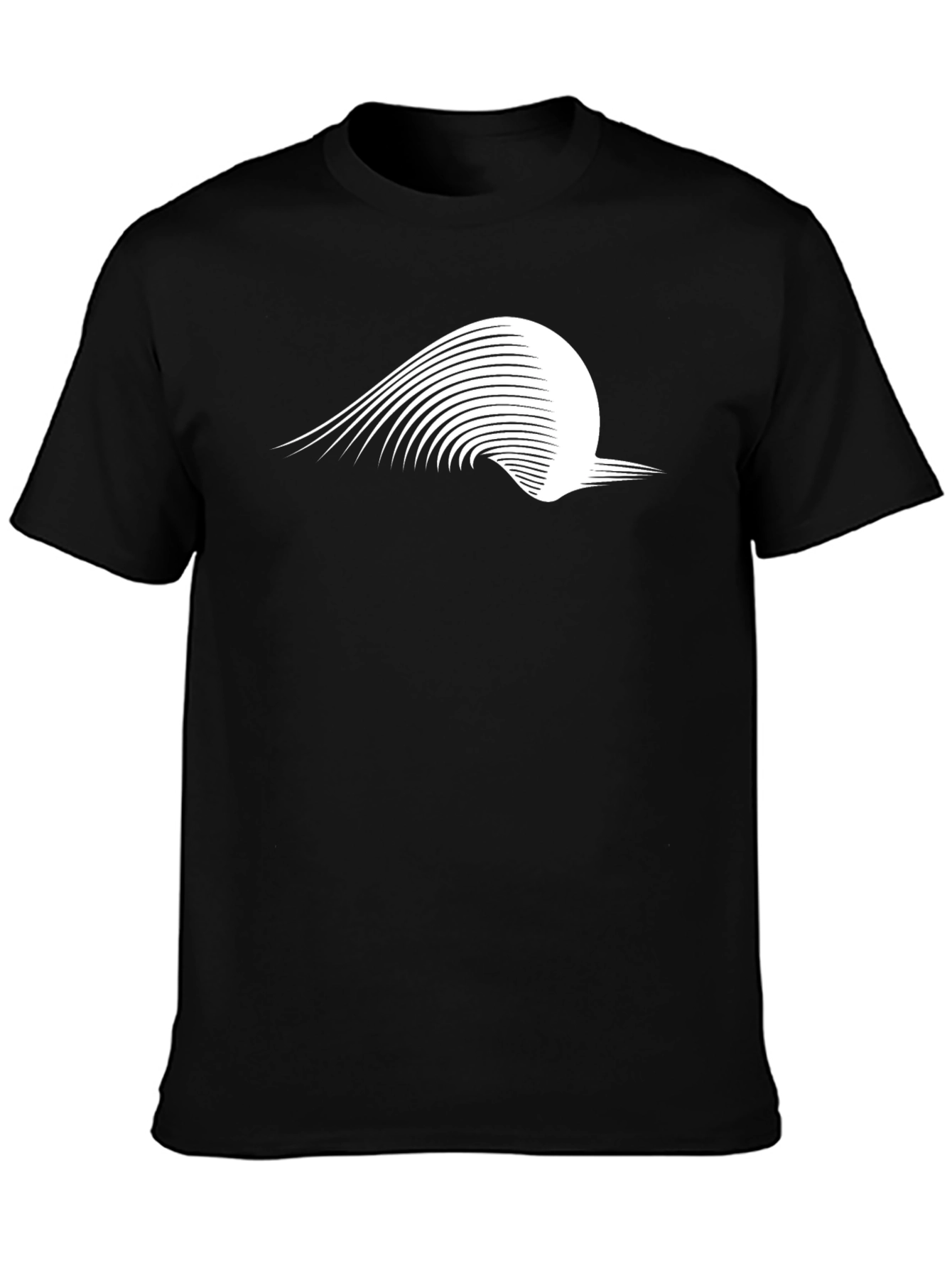 Stylish Black Graphic Tee - Abstract Wave Design