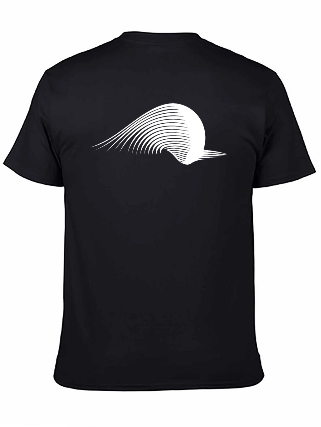 Stylish Black Graphic Tee - Abstract Wave Design