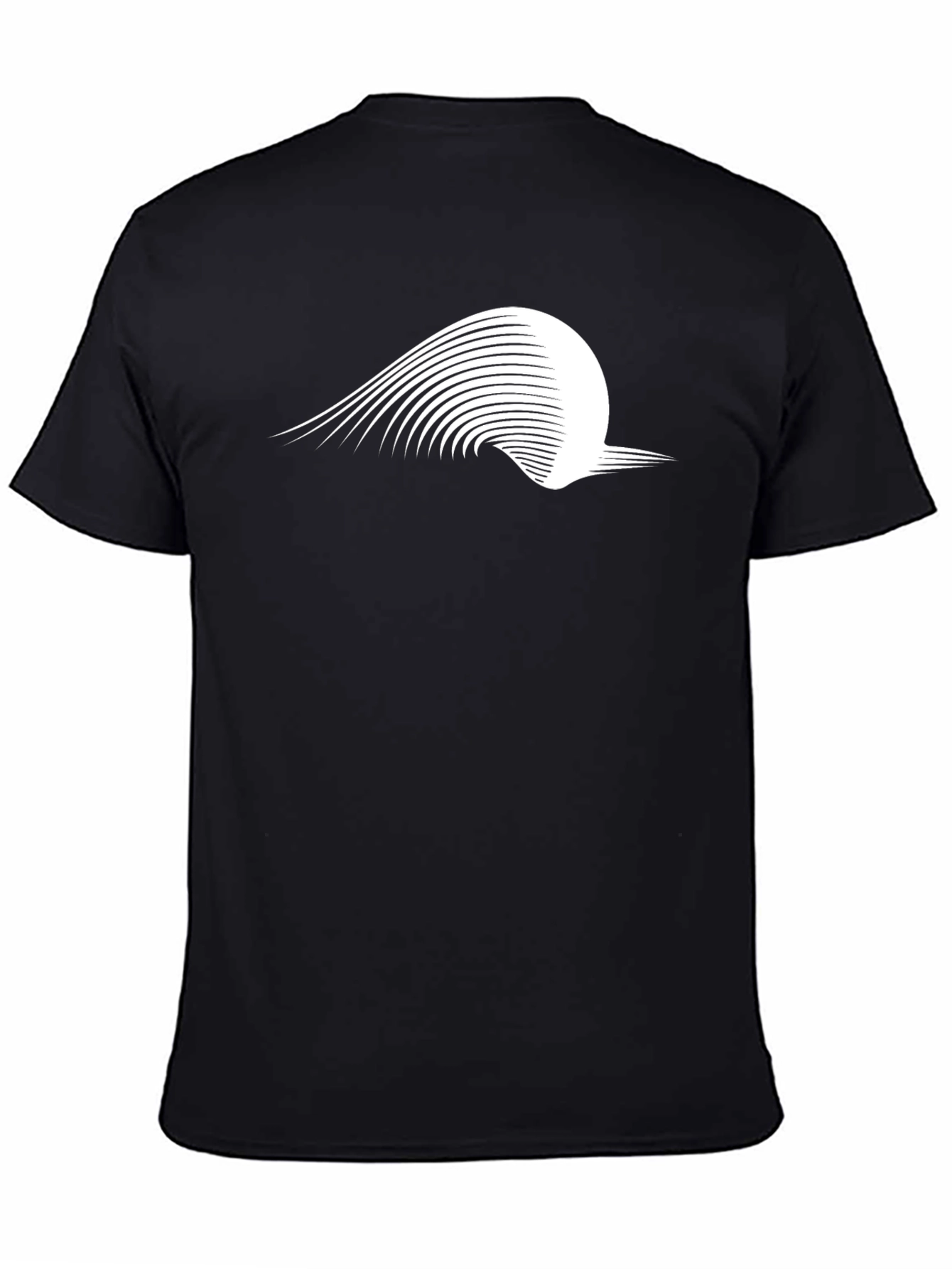 Stylish Black Graphic Tee - Abstract Wave Design