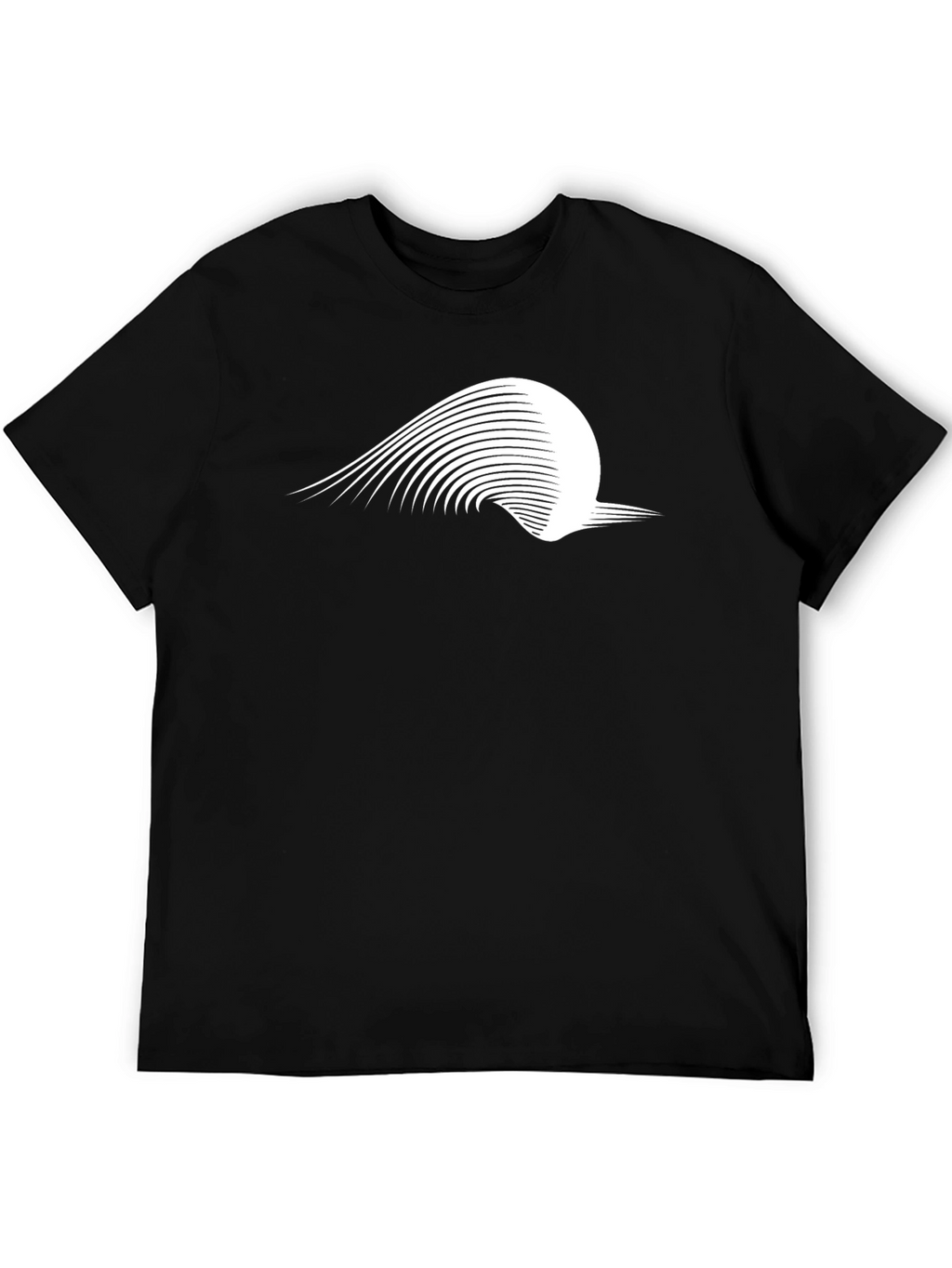 Stylish Black Graphic Tee - Abstract Wave Design