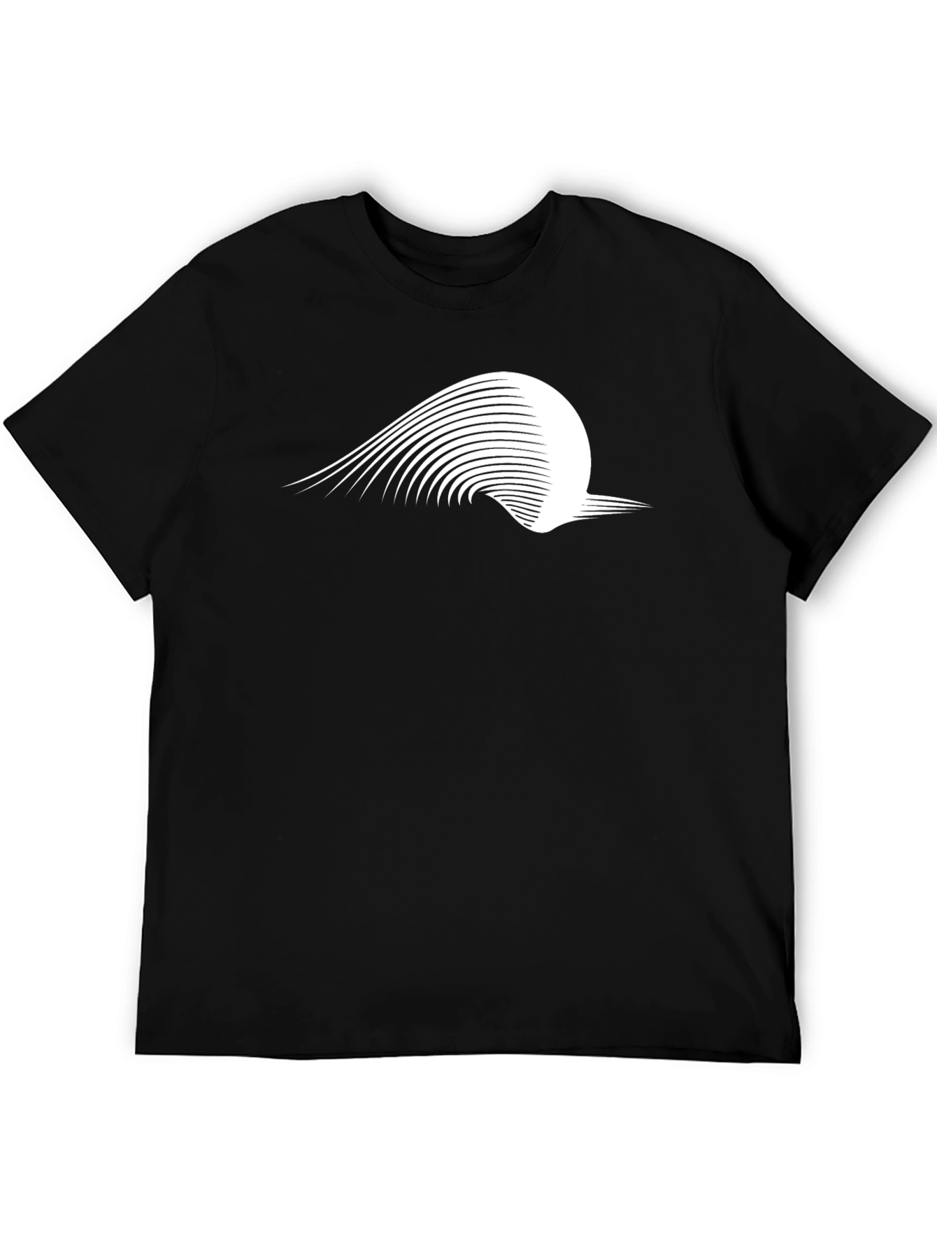 Stylish Black Graphic Tee - Abstract Wave Design