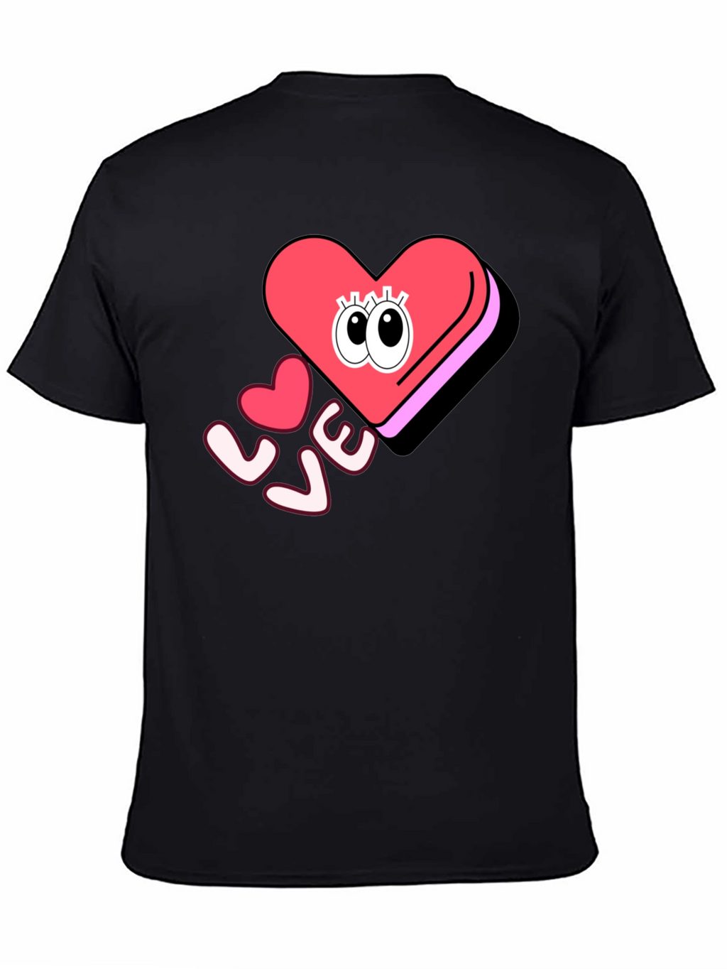 Love Heart Eyes Graphic Black T-Shirt