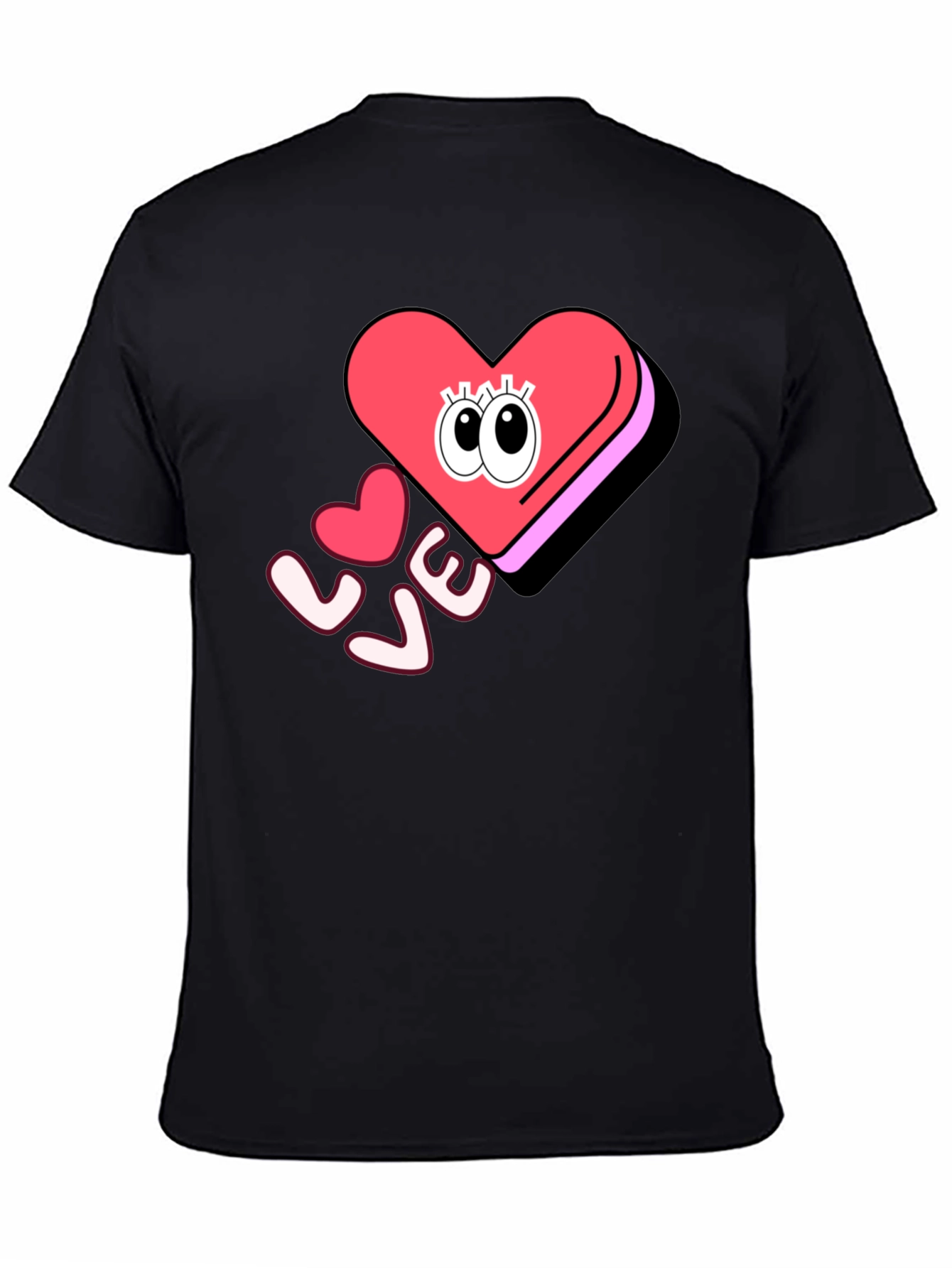 Love Heart Eyes Graphic Black T-Shirt