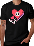 Love Heart Eyes Graphic Black T-Shirt