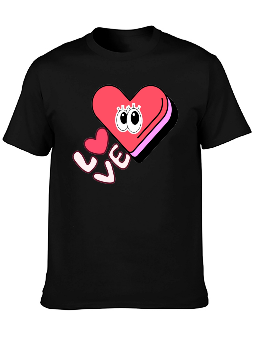 Love Heart Eyes Graphic Black T-Shirt