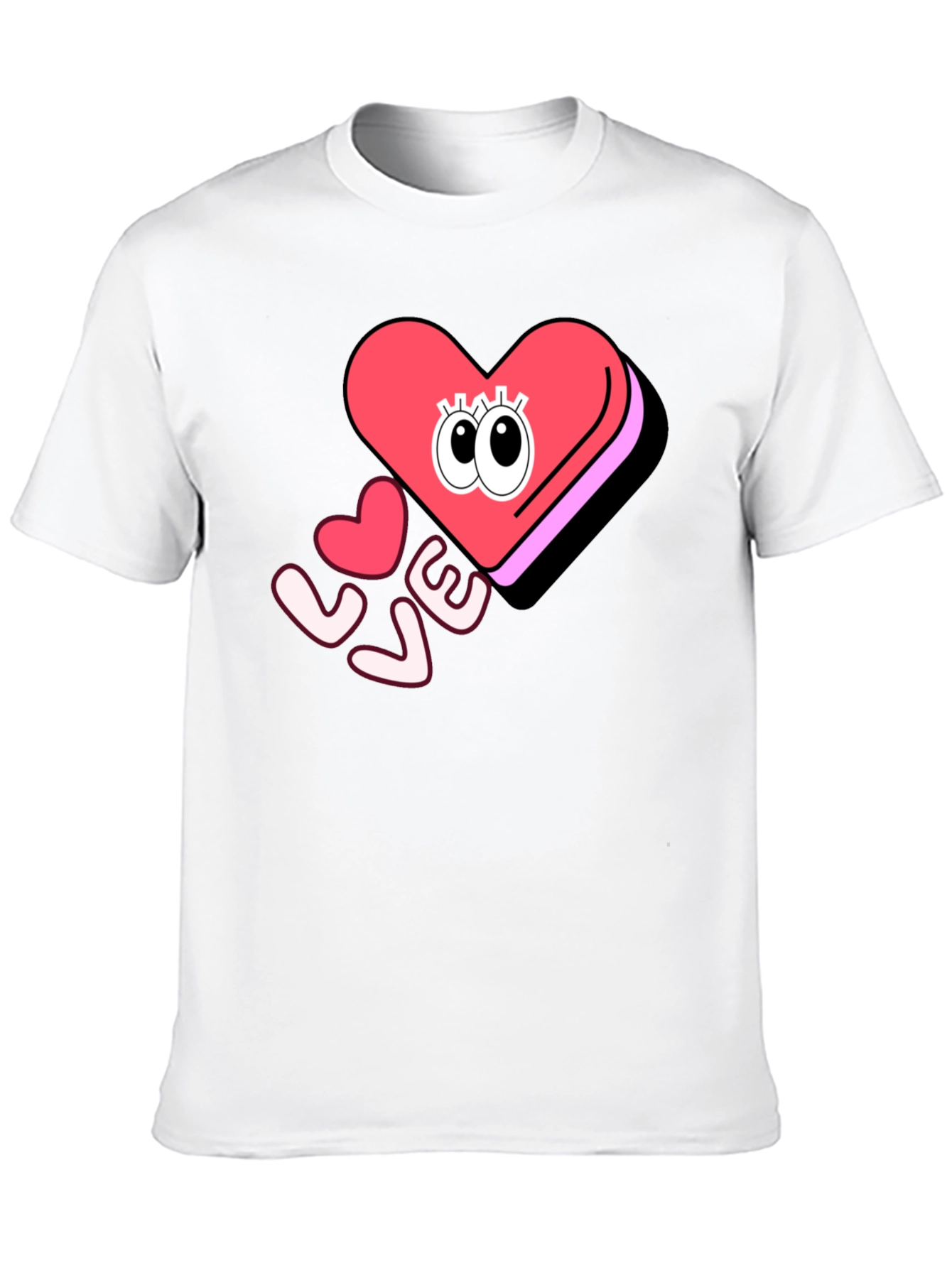 Love Heart Eyes Graphic Black T-Shirt