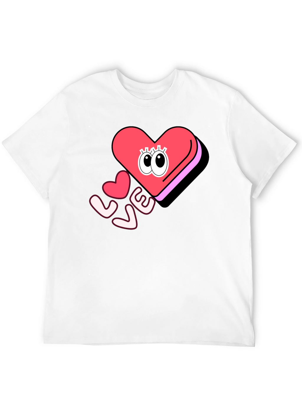 Love Heart Eyes Graphic Black T-Shirt