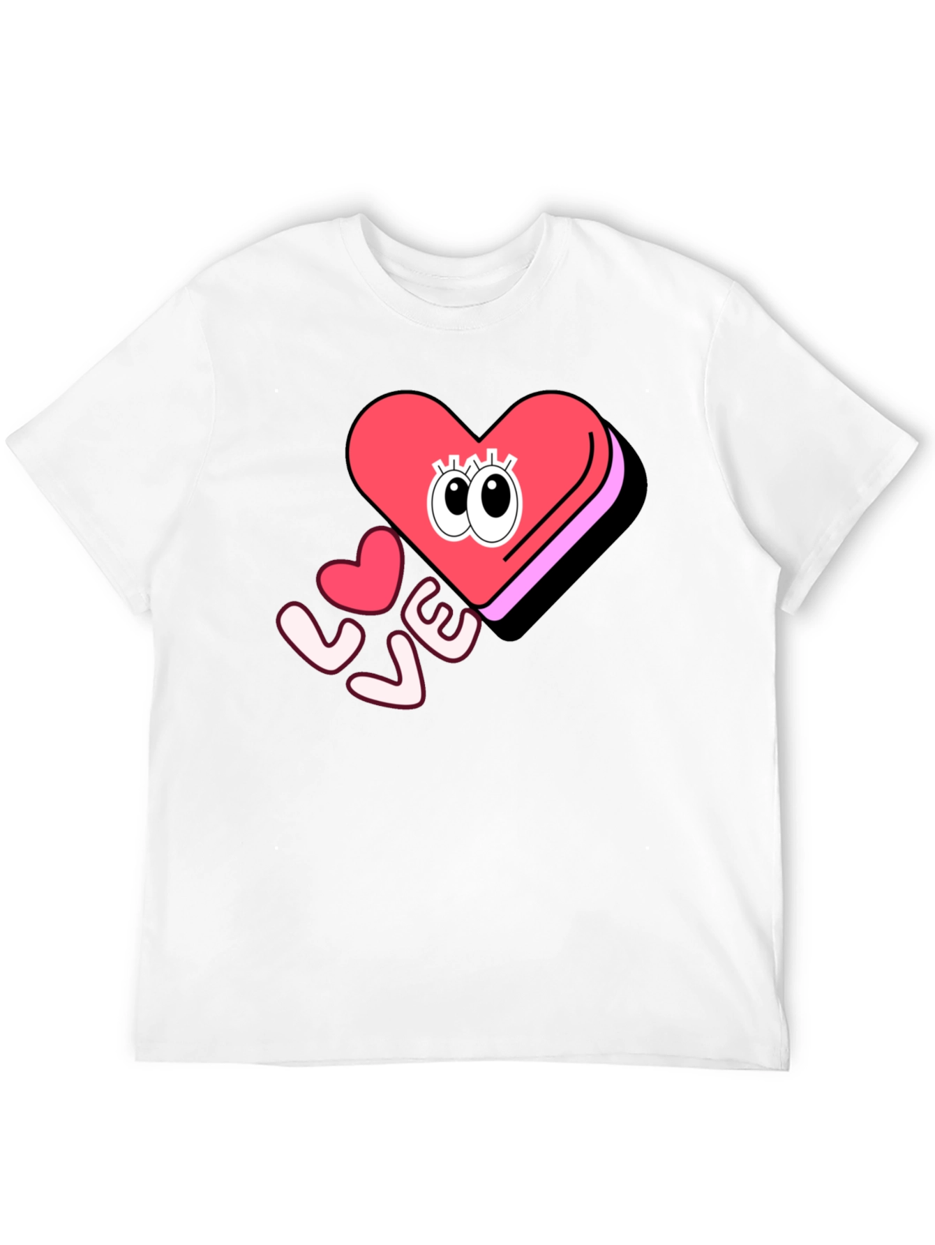 Love Heart Eyes Graphic Black T-Shirt