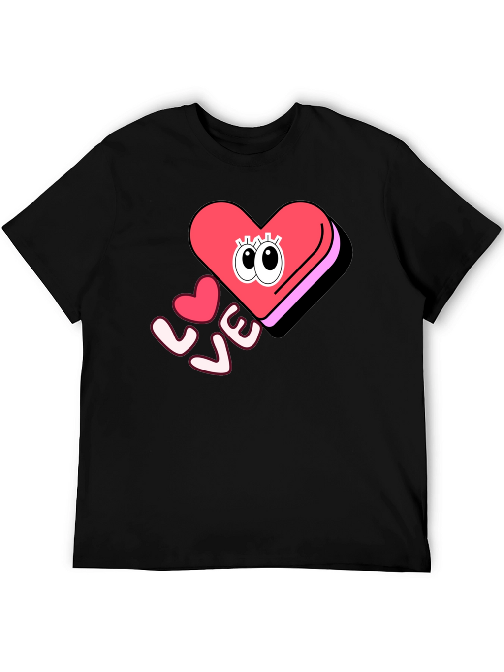 Love Heart Eyes Graphic Black T-Shirt