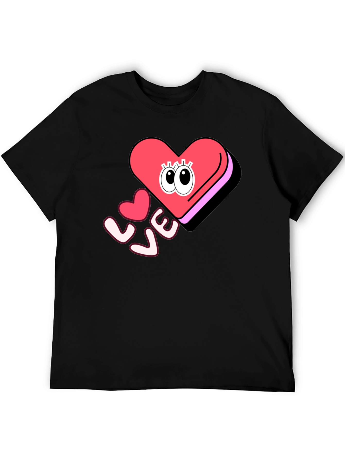 Love Heart Eyes Graphic Black T-Shirt
