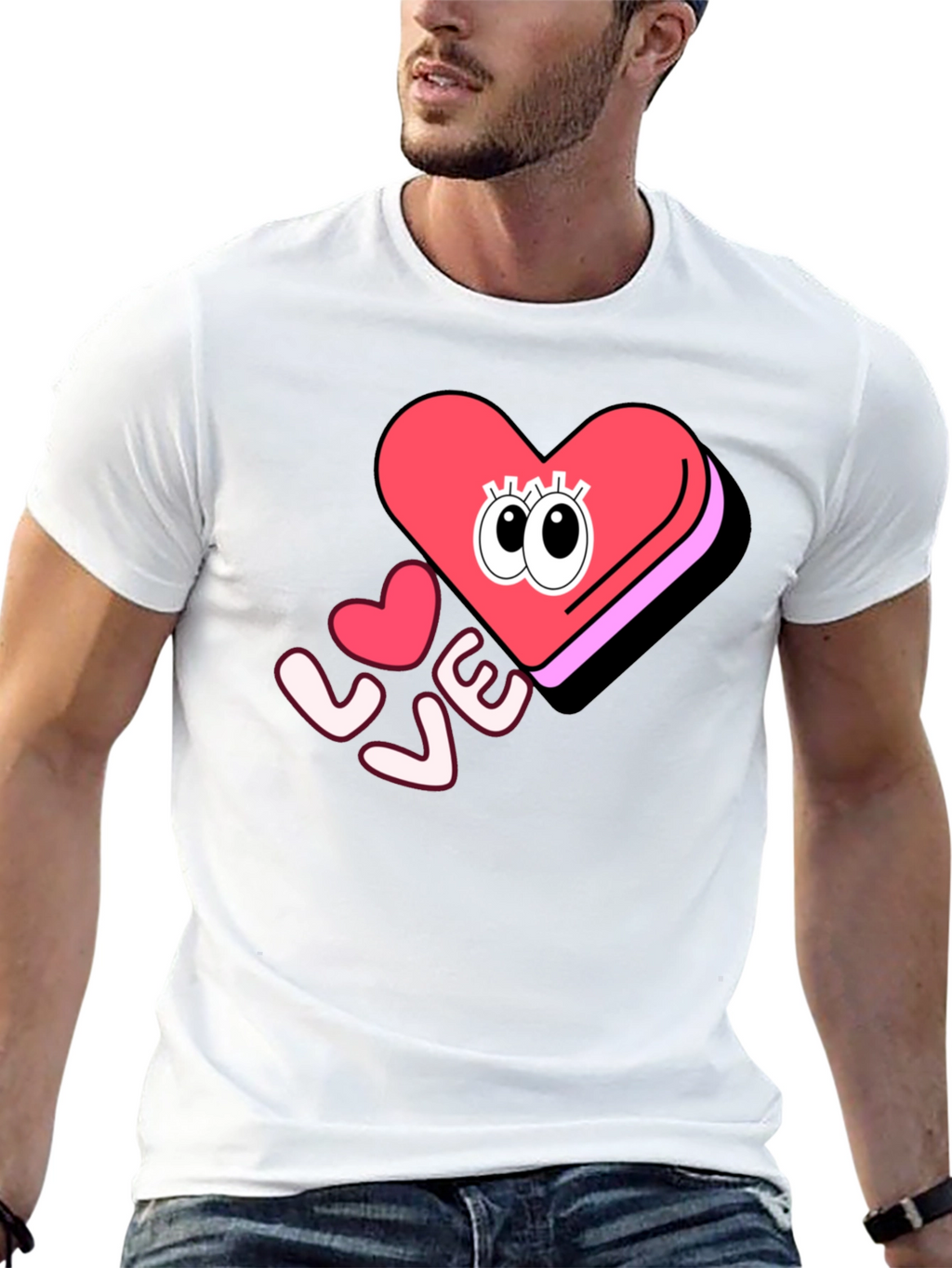 Love Heart Eyes Graphic Black T-Shirt