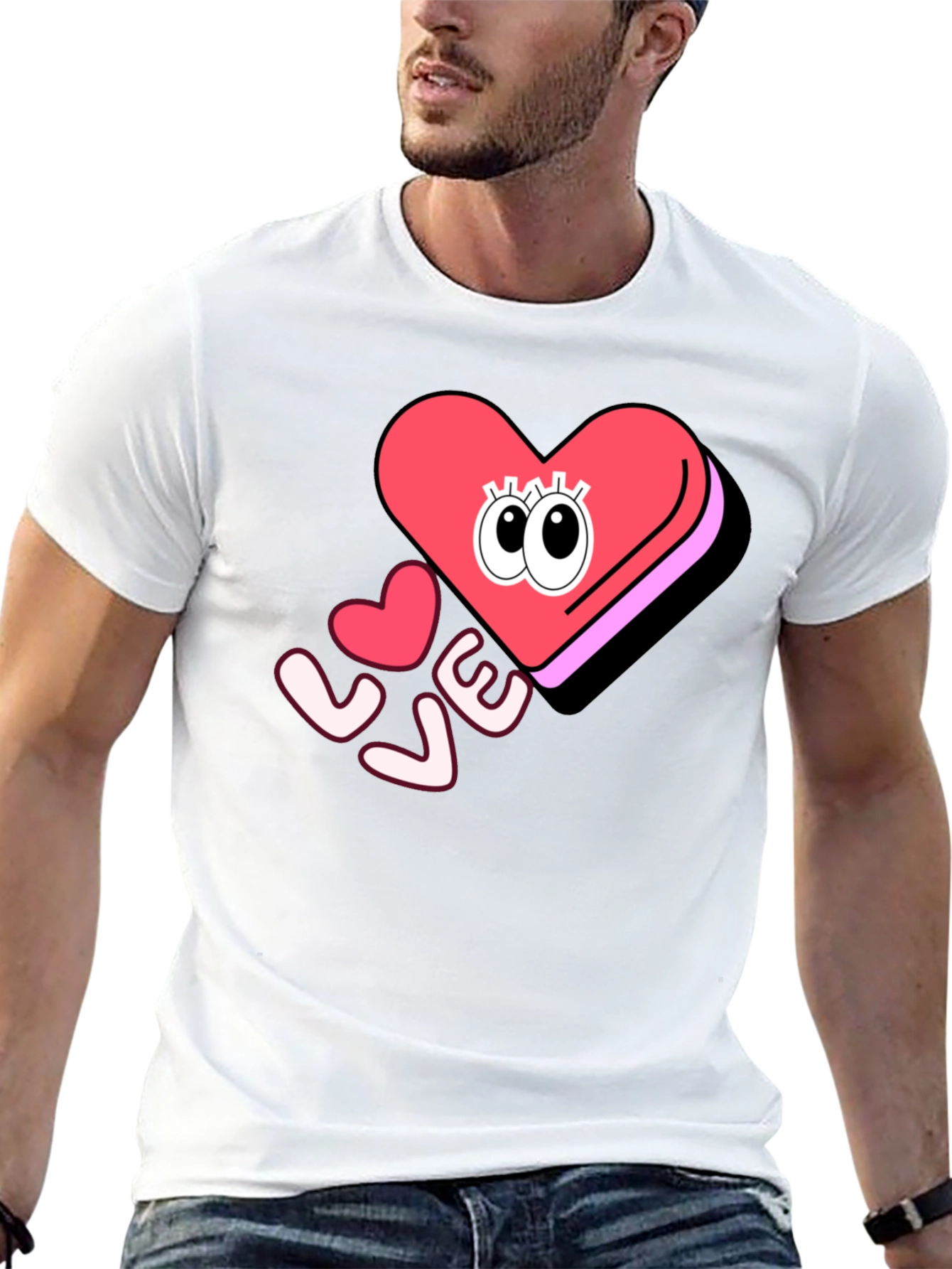 Love Heart Eyes Graphic Black T-Shirt