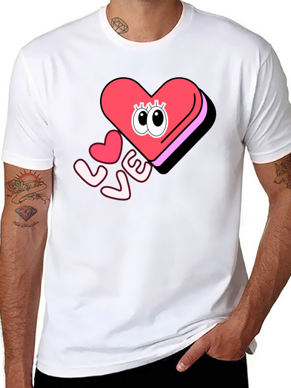 Love Heart Eyes Graphic Black T-Shirt