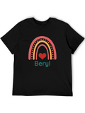 Personalized Rainbow Heart T-Shirt - Custom Name Tee