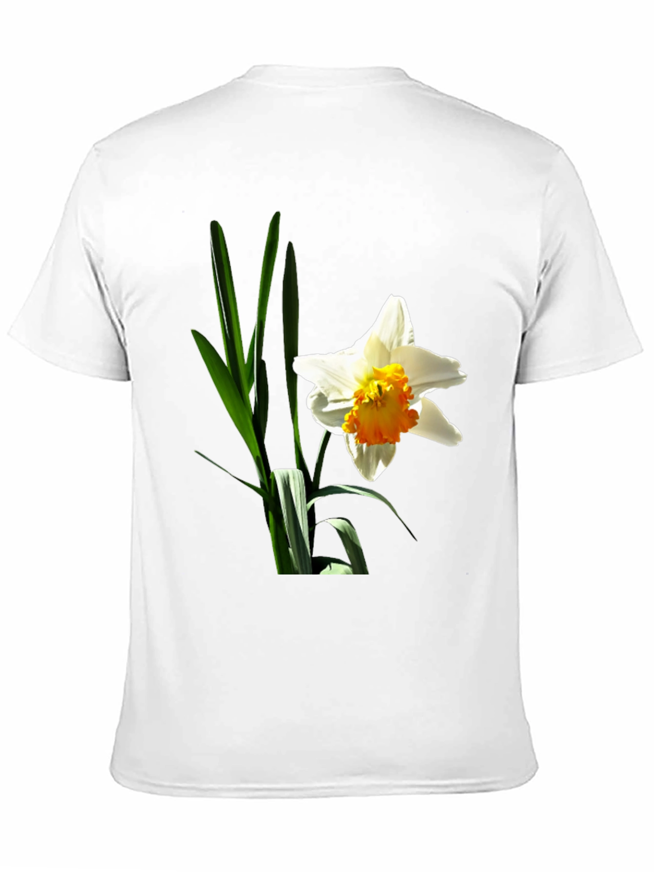 Floral Graphic T-Shirt - White Daffodil on Black