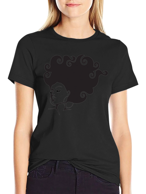 Afro Lady Graphic Black T-Shirt
