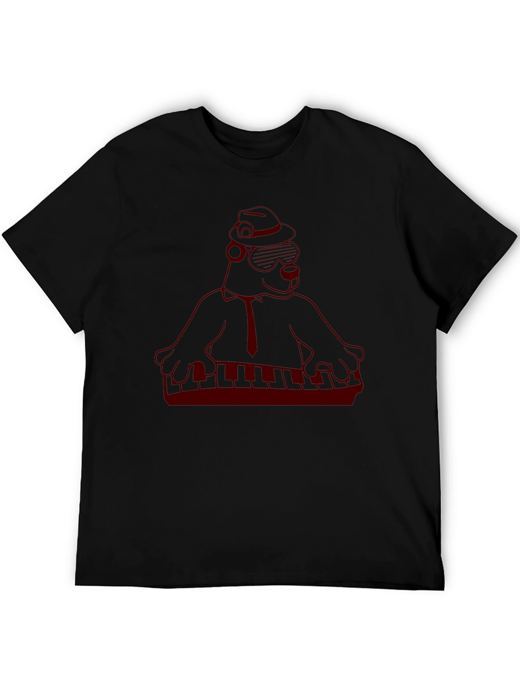 Cool Cartoon Gorilla Musician Black T-Shirt